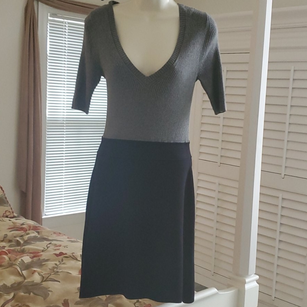 Gray three quarter length sleeve mini dress